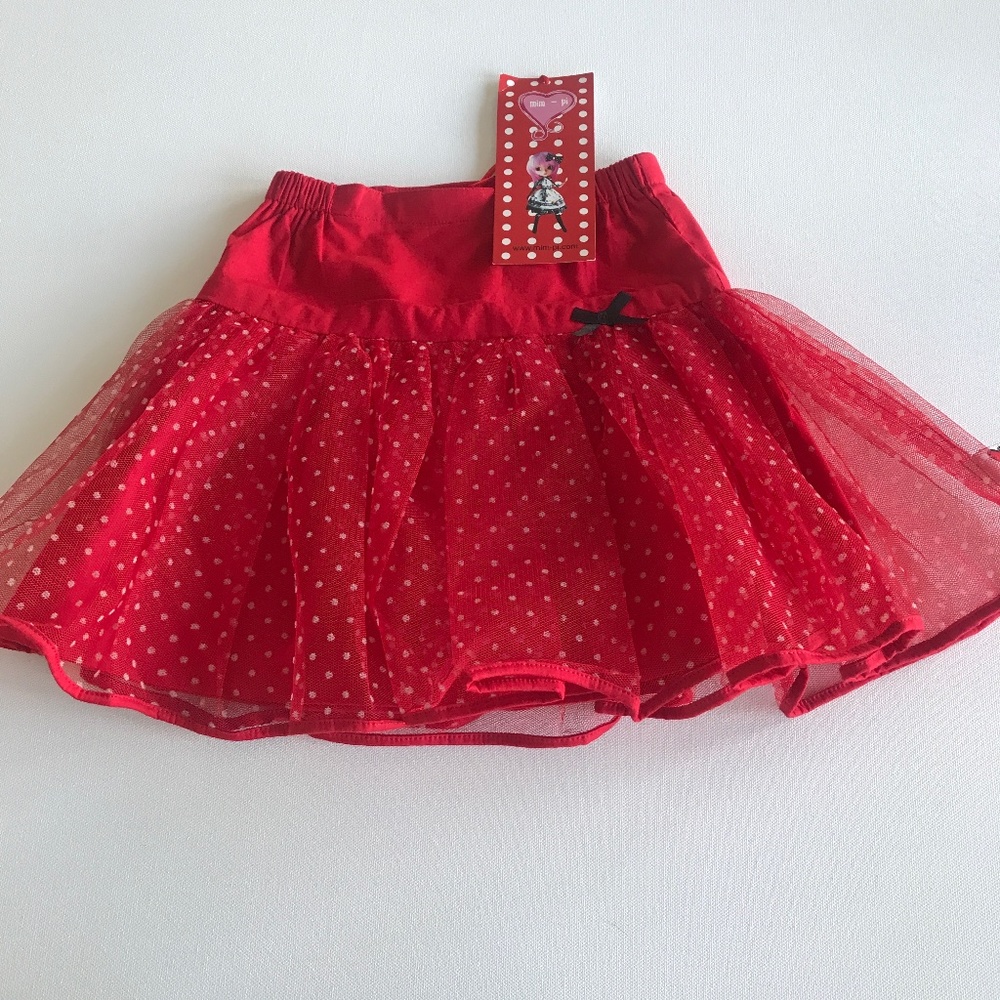 ( 3 for 20) NWT- Red Dotted Petticoat  Skirt - size 4T